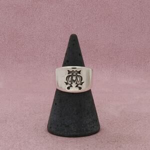 james avery sterling silver retired alpha & omega signet ring size 5.5